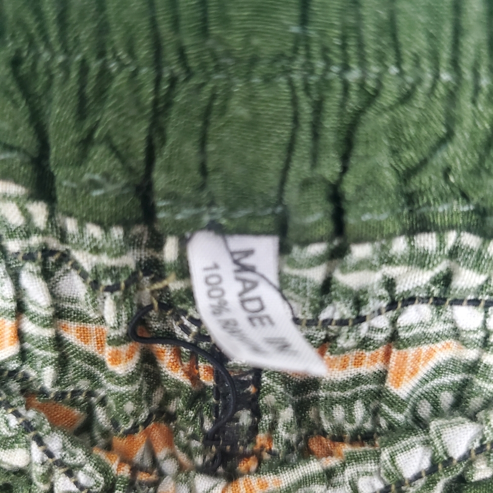 Vintage Harem Paisley Print Pants Stretchy Cozy Boho Hippie Green Baggy S - Picture 4 of 4